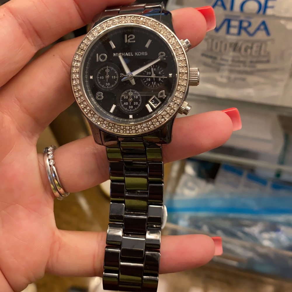 Michael Kors Watch Black with Silver Hardware